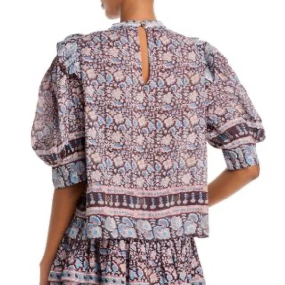 Sea New York Amaki Printed Puff Sleeve Top - Picture 2 of 8